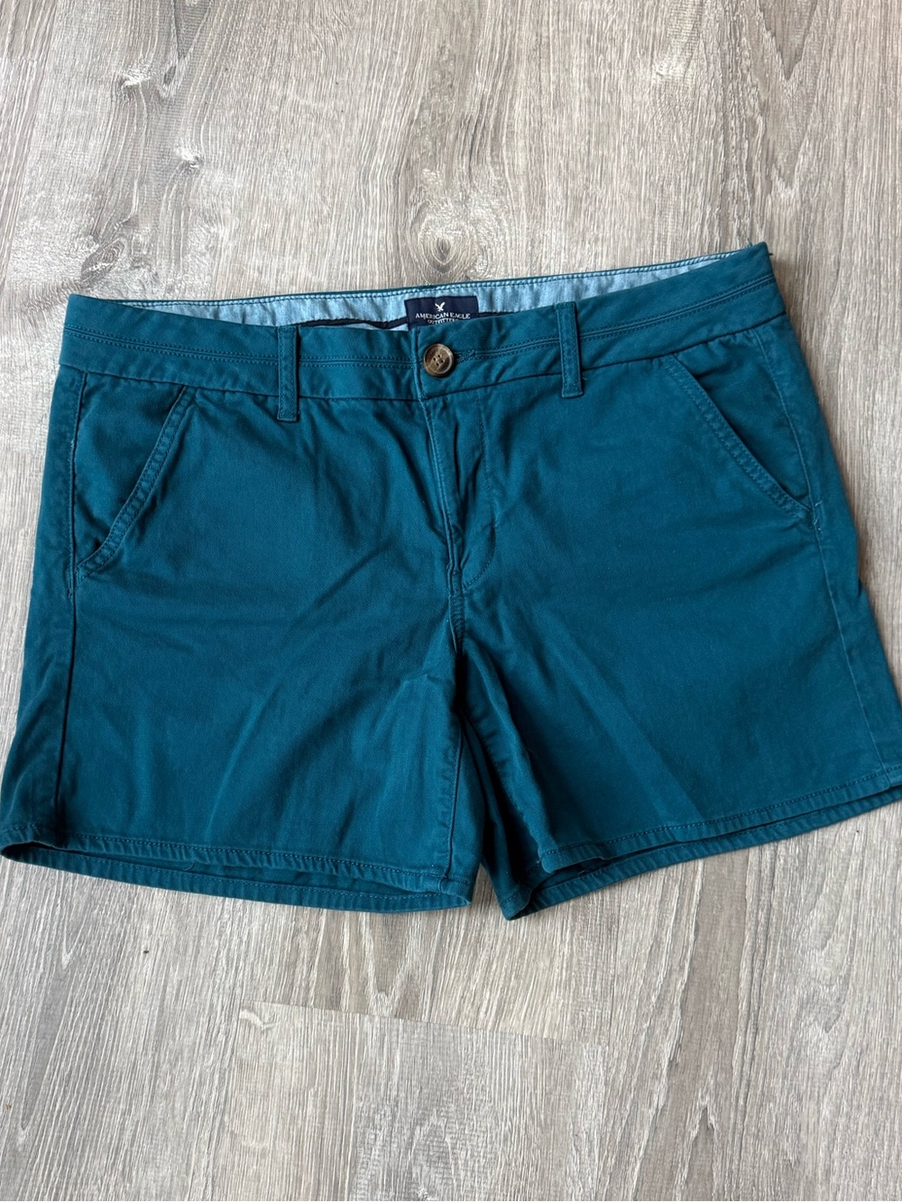 American Eagle Stretch Classic Midi Chino Shorts Teal women’s